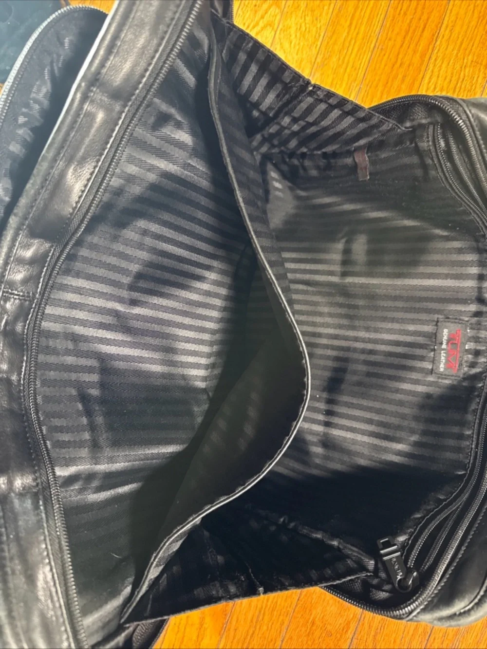 TUMI 9603D3 Leather 2-Way Briefcase Business Bag Black Slim Used